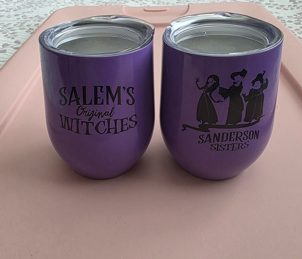 Disney Hocus Pocus Insulated Stainless Steel Purple Wine/Coffee Mug set with lid